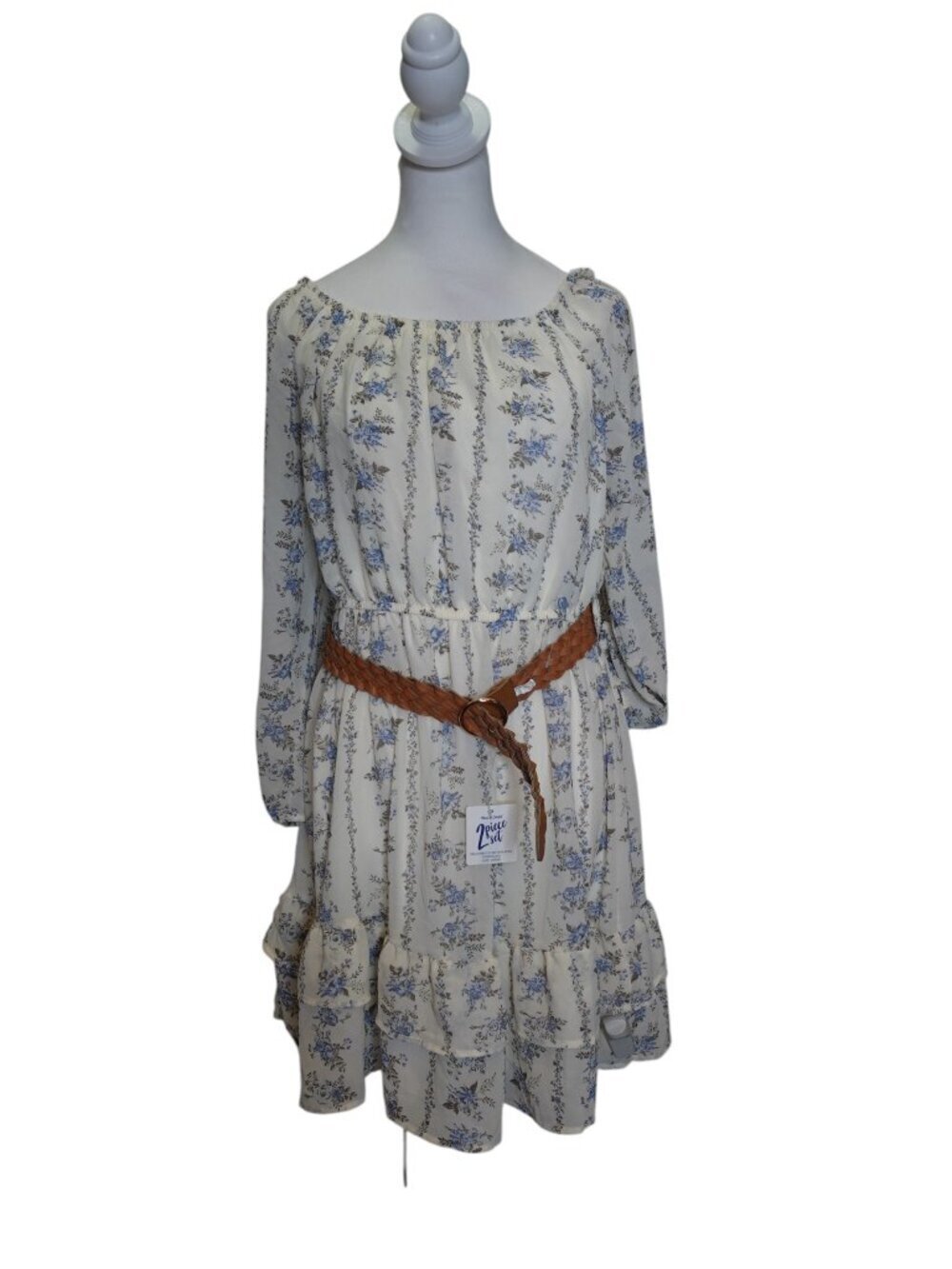 Kohls Wallflower Women's Wren belted Floral Mini Chiffon Dress size L Spring